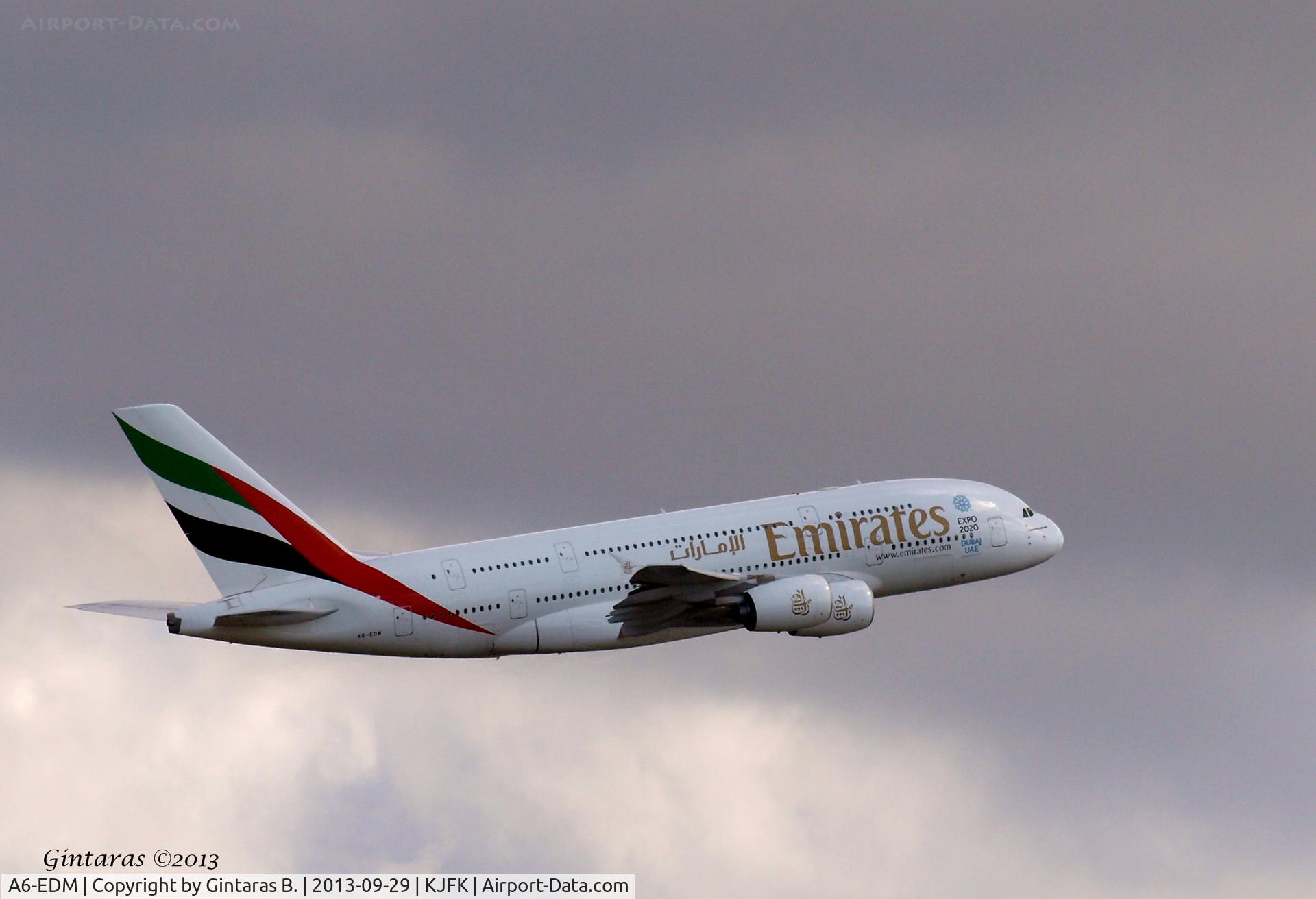 A6-EDM, 2010 Airbus A380-861 C/N 042, After take-off from JFK