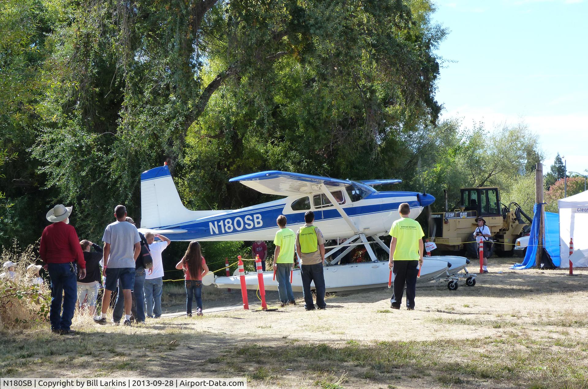 N180SB, 1955 Cessna 180 C/N 31405, Arriving at Lakeport for the annual Splash In.