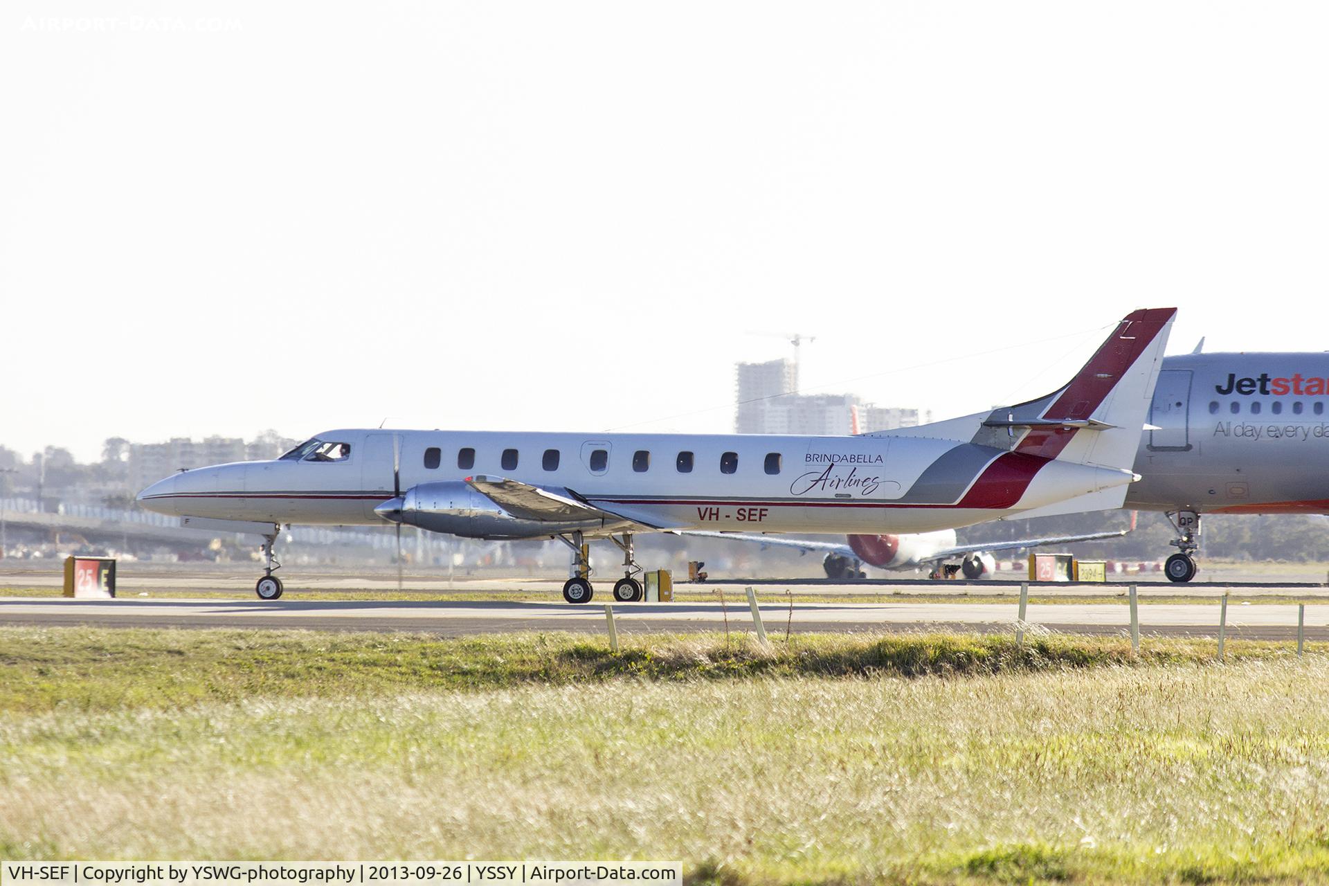 VH-SEF, 1986 Fairchild SA-227AC Metro III C/N AC-641, Brindabella Airlines (VH-SEF) Fairchild SA-227AC Metro III waiting at Echo holding point at Sydney Airport.