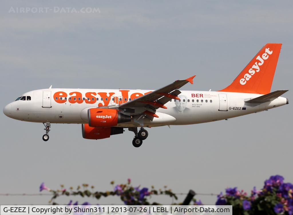 G-EZEZ, 2004 Airbus A319-111 C/N 2360, Landing rwy 25R with Willy Brandt c/s