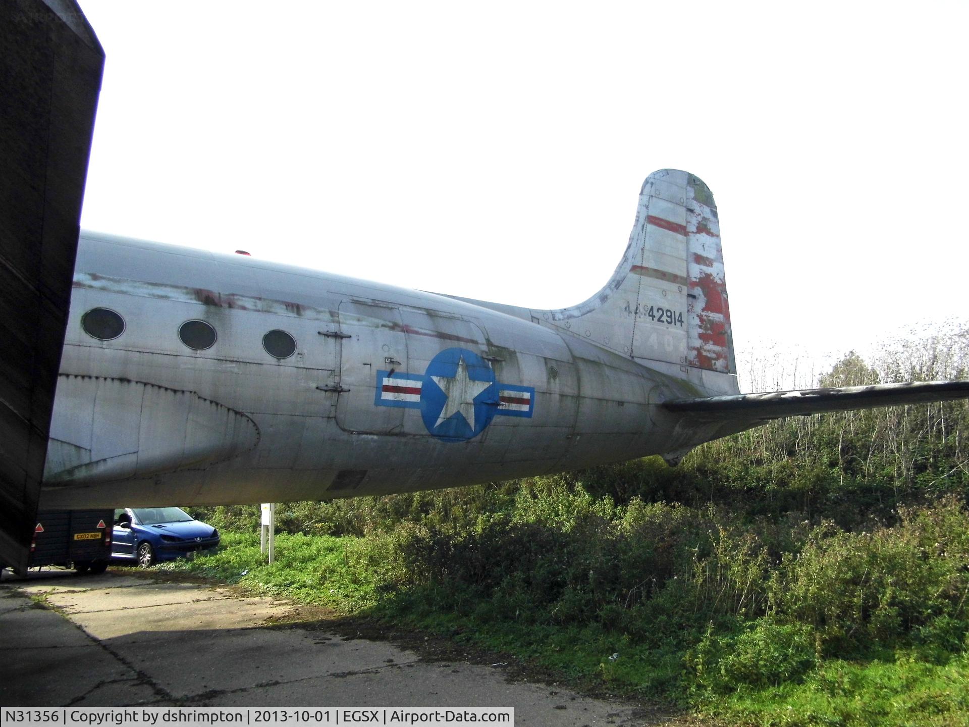 N31356, 1946 Douglas DC-4-1009 C/N D4-26, Sadly the condition of this Skymaster has deteriorated in recent years. Photo taken on Oct. 1st 2013 at North Weald aerodrome, Essex, England.
It seems this plane was also N8404?? at some time...