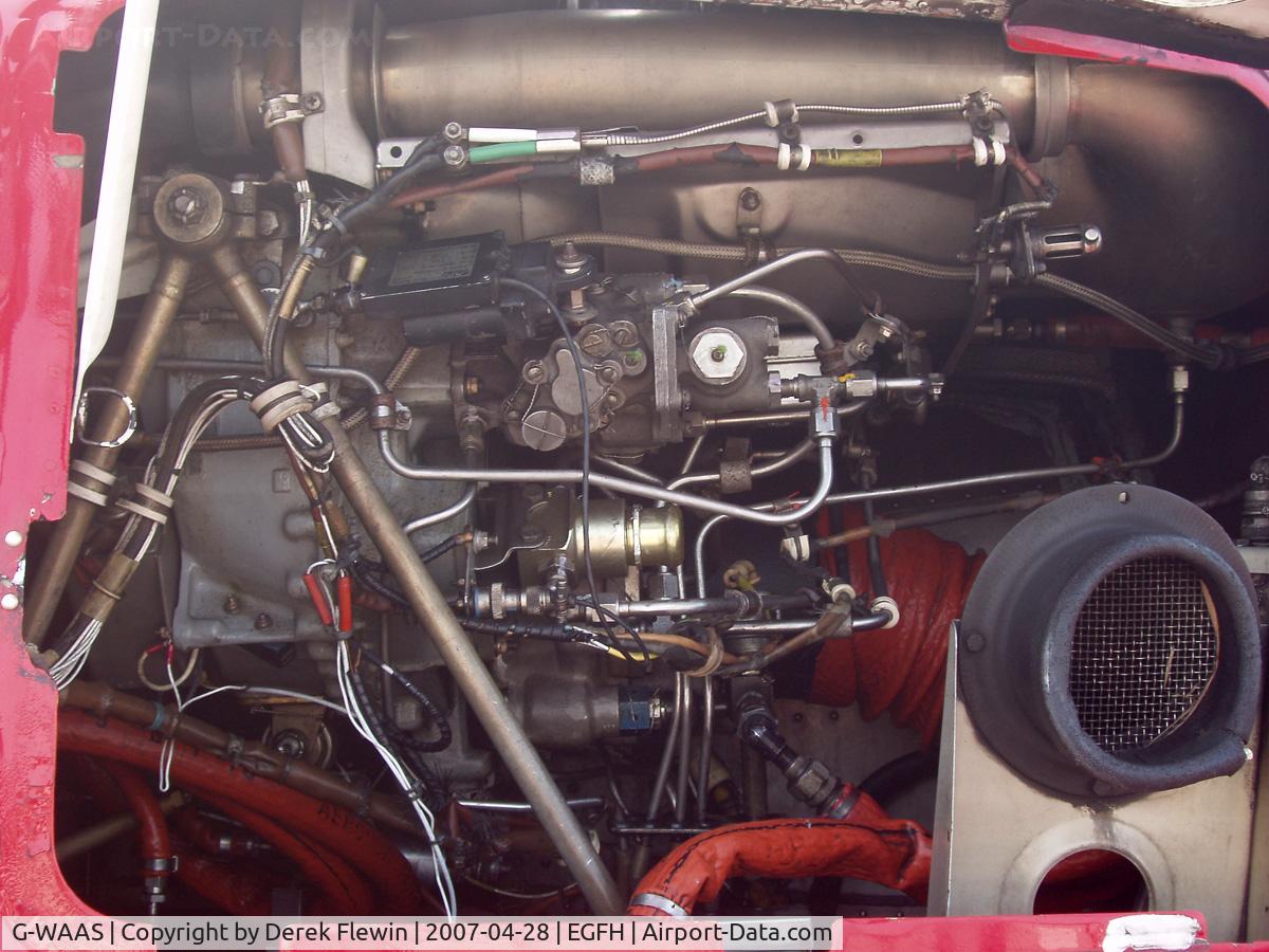 G-WAAS, 1992 MBB Bo.105DBS-4 C/N S.138/911, inside engine bay, seen on an Air Cadet Visit.