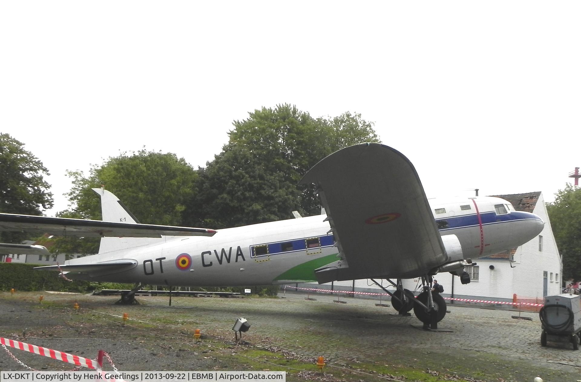LX-DKT, 1942 Douglas DC3C-S1C3G (C-47A) C/N 10253, Belgian AF Open House , 65 years - Transportation - 15th Wing .40 years C-130H Hercules. (Preserved Dakota Museum, 5th Wing Moelsbroek, Belgium. Painted as K-1/OT-CWA Belgian Air Force. Added by Admin October 3 2013)