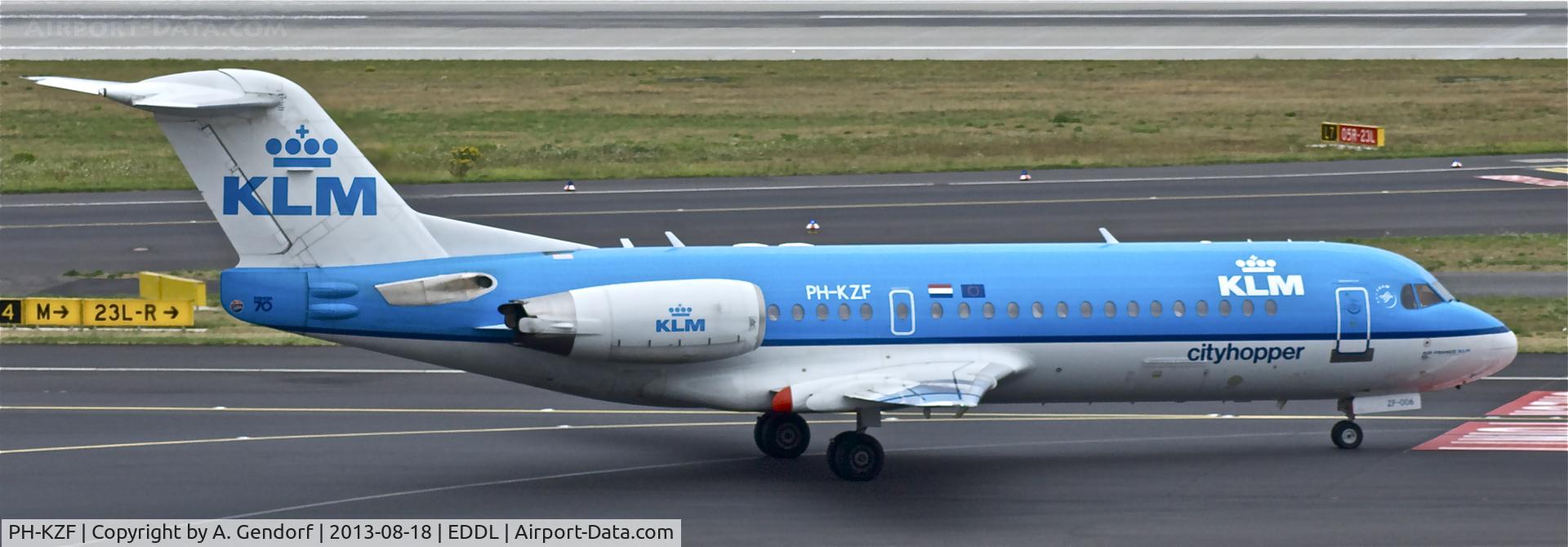 PH-KZF, 1996 Fokker 70 (F-28-0070) C/N 11577, KLM Cityhopper, is here taxiing for departure at Düsseldorf Int´l(EDDL)