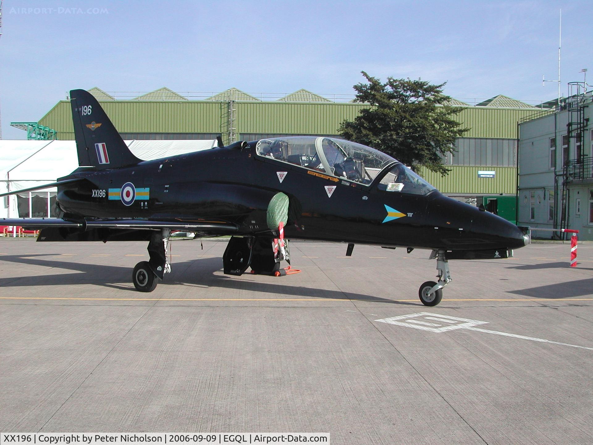 XX196, 1978 Hawker Siddeley Hawk T.1A C/N 043/312043, Hawk T.1A. callsign Mogul 2, of 208[Reserve] Squadron on display at the 2006 RAF Leuchars Airshow.