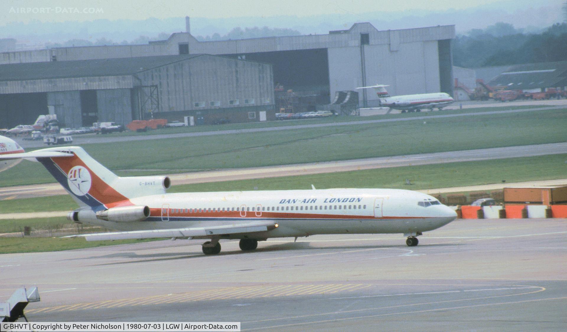 G-BHVT, 1977 Boeing 727-212 C/N 21349, Boeing 727-212 of Dan-Air seen at Gatwick in the Summer of 1980.