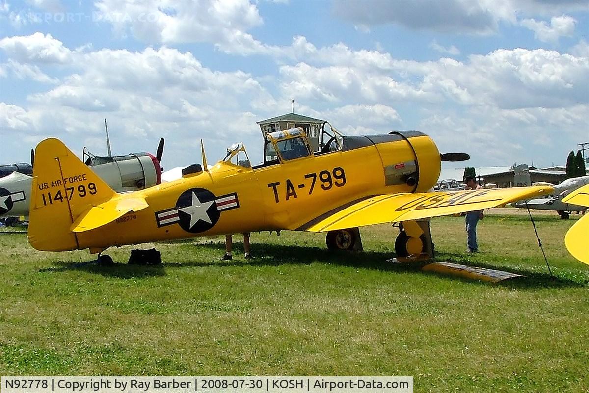 N92778, North American AT-6G Texan C/N 182-486 (51-14799), North American T-6G Texan [182-486] Oshkosh-Wittman Regional~N 30/07/2008