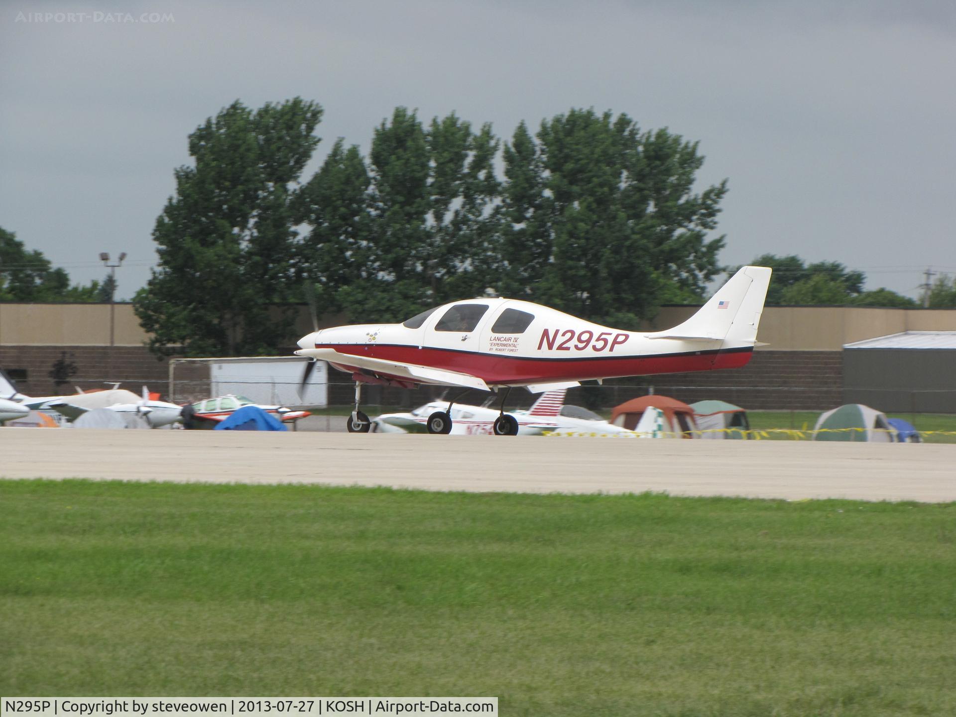 N295P, 1996 Lancair IV C/N 030, Last landing at Oshkosh. The aircraft was donated to EAA