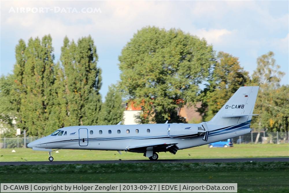 D-CAWB, 2011 Cessna 680 Citation Sovereign C/N 680-0319, Aircraft of Volkswagen VIP unit rolling out on rwy 26.....