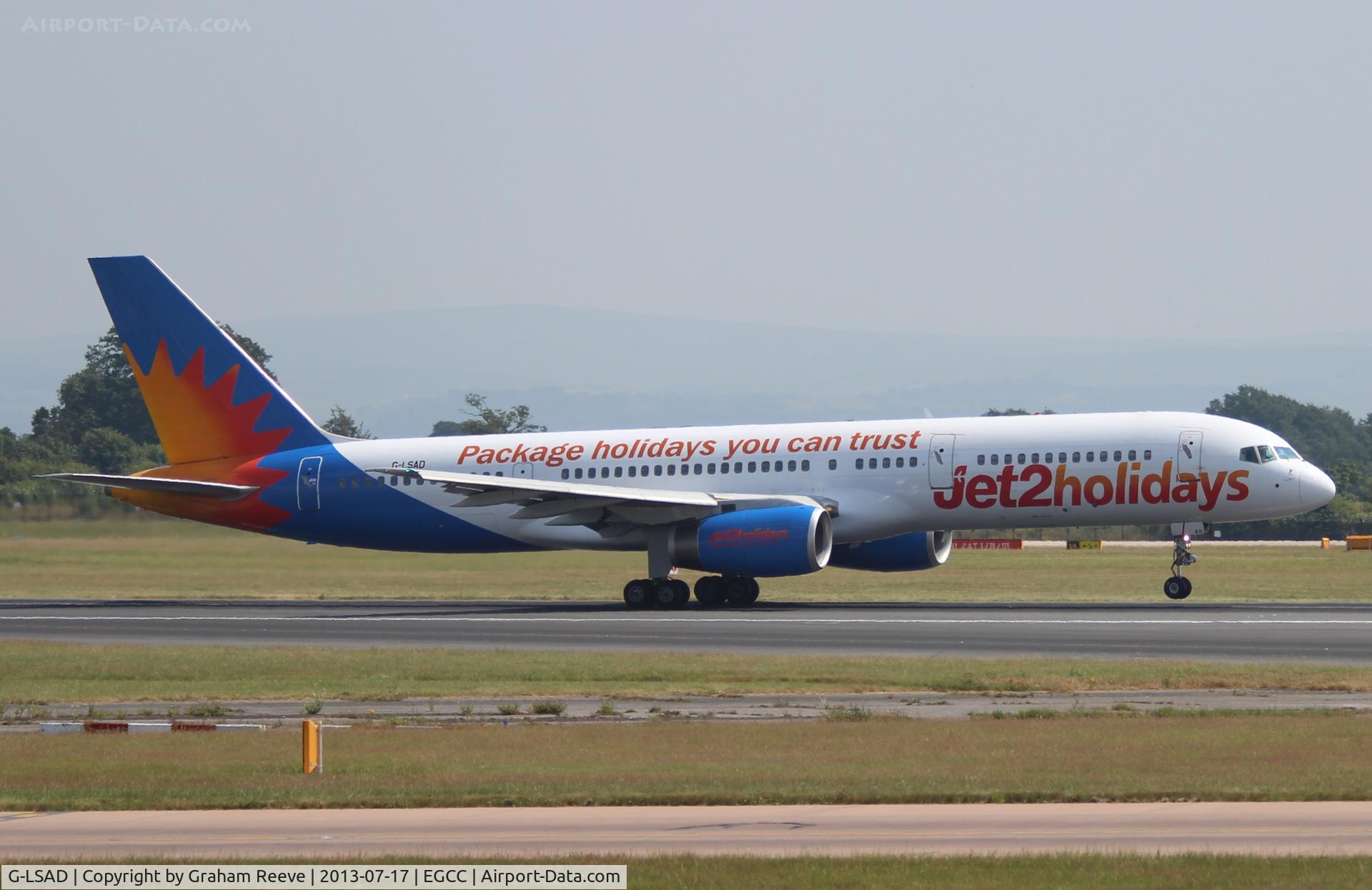 G-LSAD, 1989 Boeing 757-236 C/N 24397, Departing from Manchester.