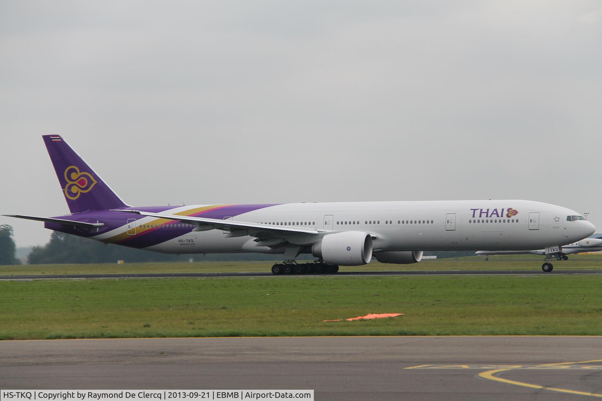HS-TKQ, 2013 Boeing 777-3AL/ER C/N 41526, Clear for take-off on rwy 25R at Brussels Airport on 21-9-2013.