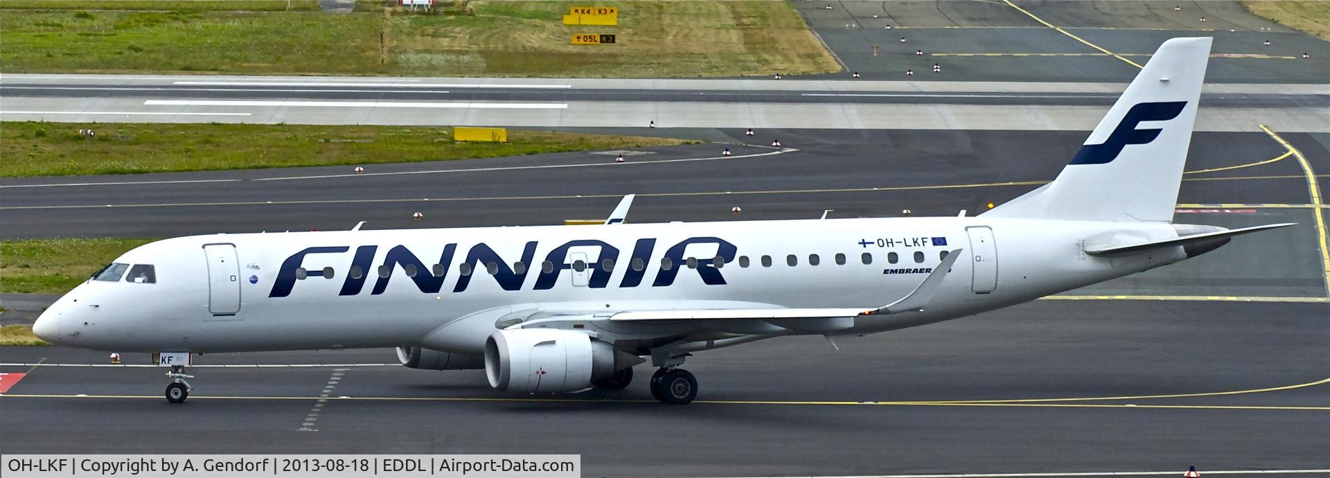 OH-LKF, 2007 Embraer 190LR (ERJ-190-100LR) C/N 19000066, Fly BE Nordic (Finnair cs.), seen here shortly after landing at Düsseldorf Int´l(EDDL)