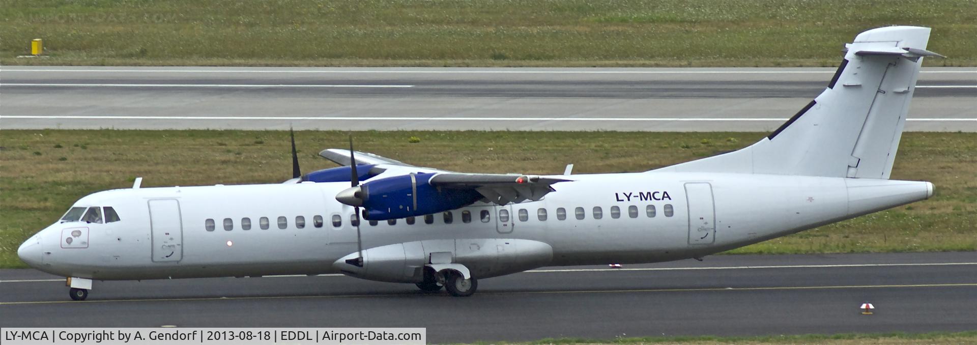 LY-MCA, 1991 ATR 72-201 C/N 212, Danu Oro Transportas, is here taxiing to the gate at Düsseldorf Int´l(EDDL)