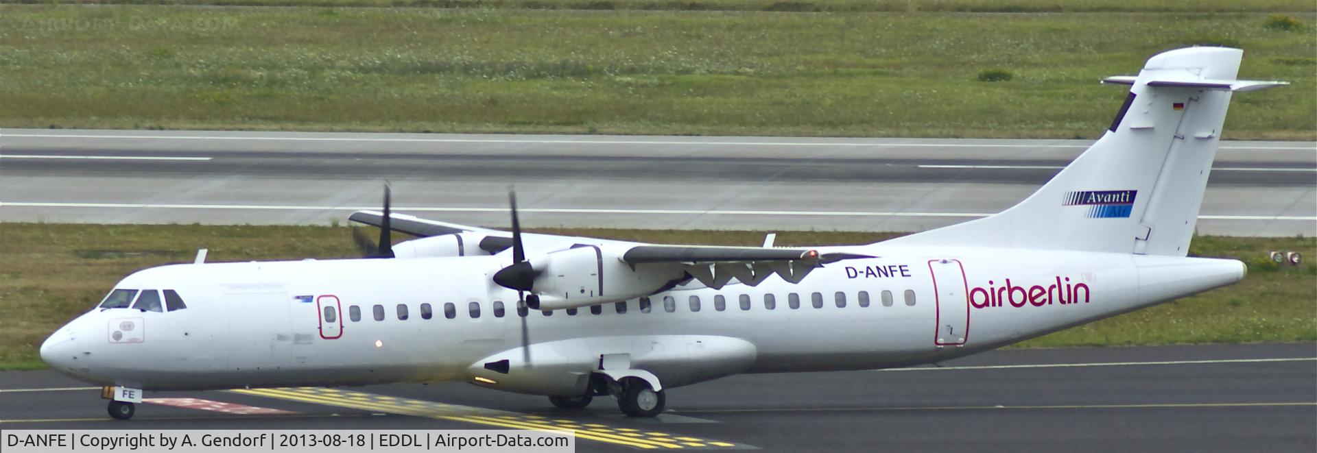 D-ANFE, 1992 ATR 72-202F C/N 294, Avanti Air (Air Berlin ttl.), seen here after landing at Düsseldorf Int´l(EDDL)