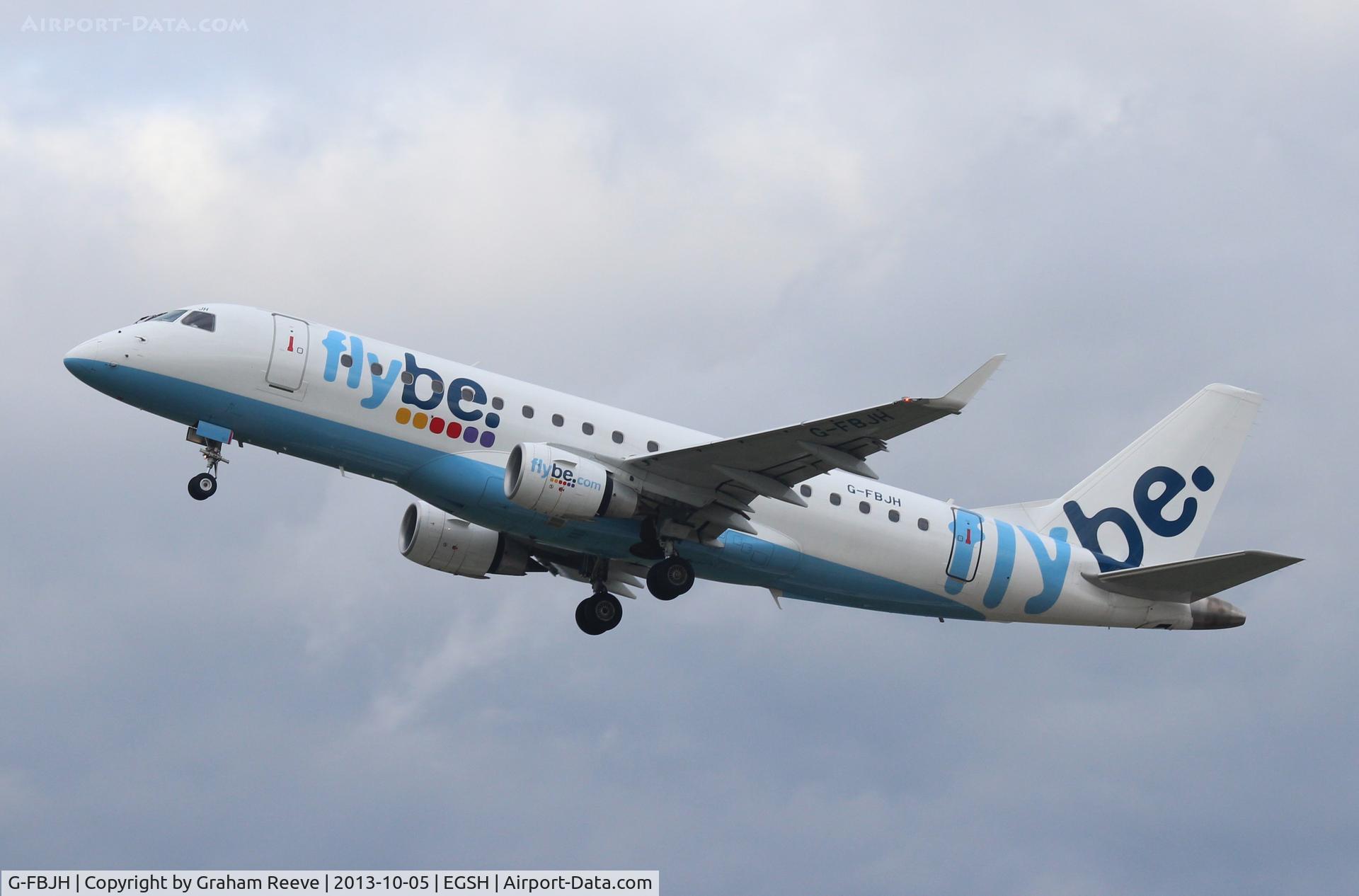 G-FBJH, 2012 Embraer 175STD (ERJ-170-200) C/N 17000351, Departing from Norwich.