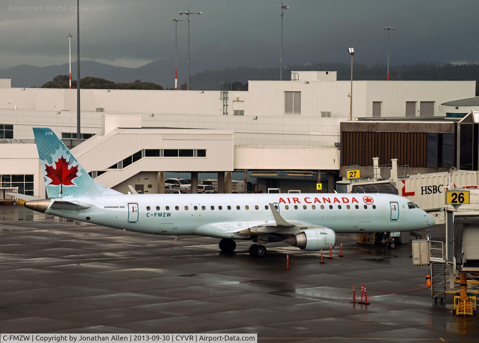 C-FMZW, 2007 Embraer 190AR (ERJ-190-100IGW) C/N 19000124, Domestic terminal, Vancouver International airport.