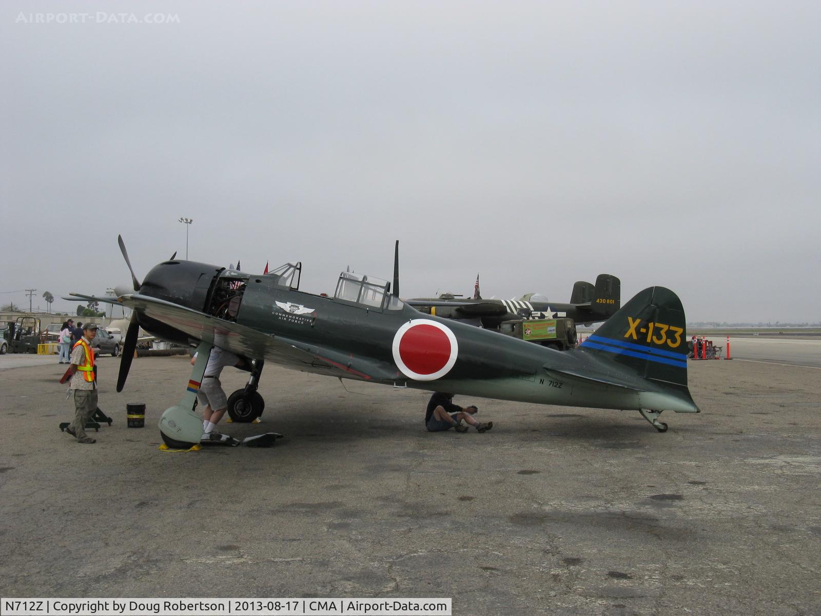 N712Z, 1942 Mitsubishi A6M3 Reisen (Zero) C/N 3869, 1942 Mitsubishi A6M3 ZERO-SEN 'ZEKE', P&W R-1830 1,130 Hp upgrade from original Sakai, on CAF ramp