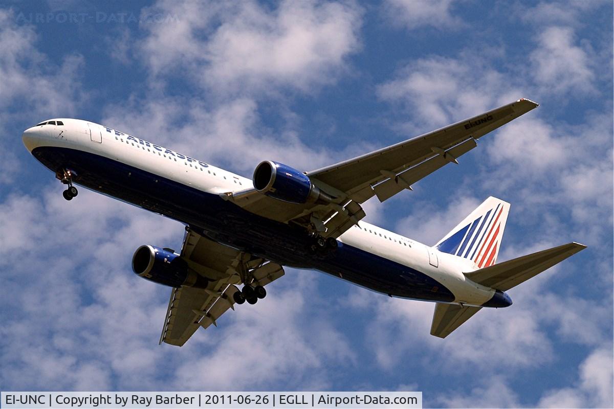 EI-UNC, 2000 Boeing 767-319 C/N 29388, Boeing 767-319ER [29388] (Transaero Airlines ) Home~G 26/06/2011. On approach 27R