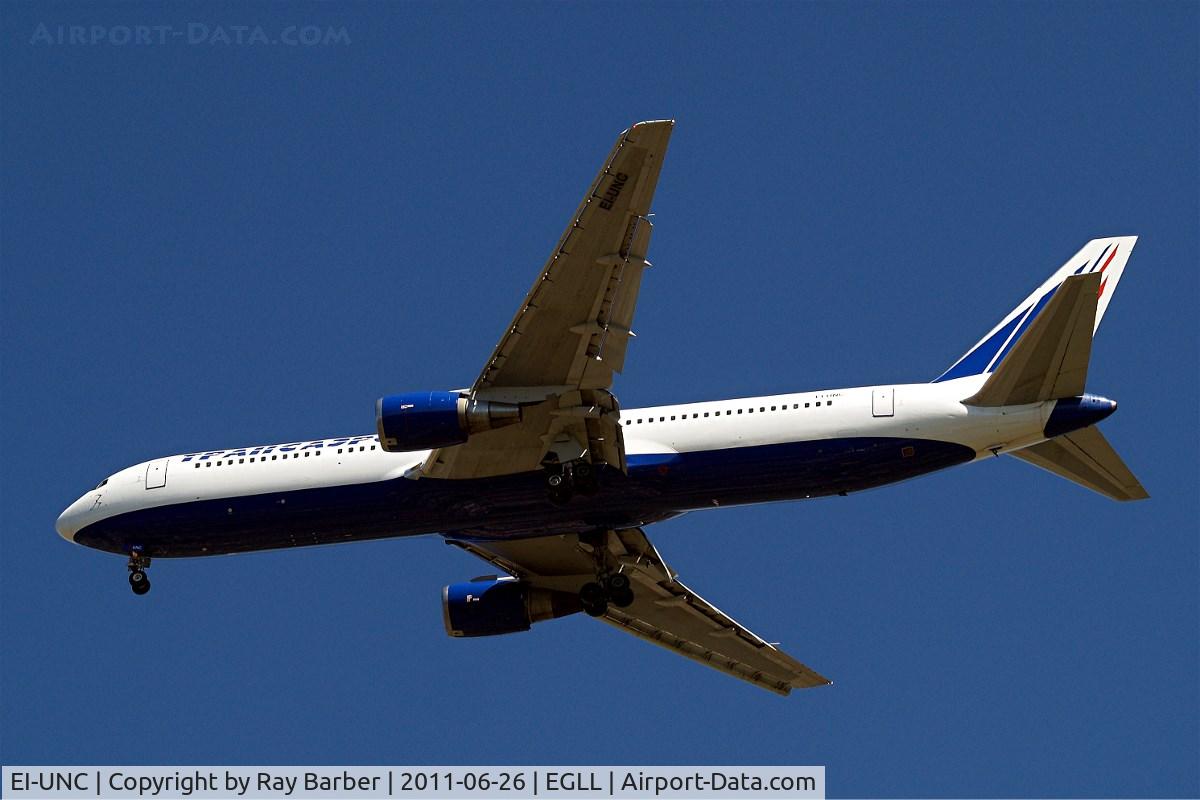 EI-UNC, 2000 Boeing 767-319 C/N 29388, Boeing 767-319ER [29388] (Transaero Airlines ) Home~G 26/06/2011. On approach 27R