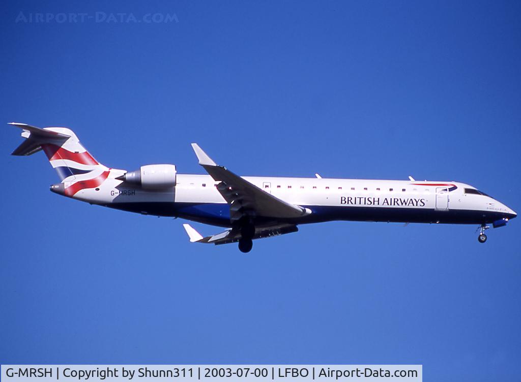 G-MRSH, 2002 Canadair CRJ-701ER (CL-600-2C10) Regional Jet C/N 10048, Landing rwy 14R in British Airways last c/s