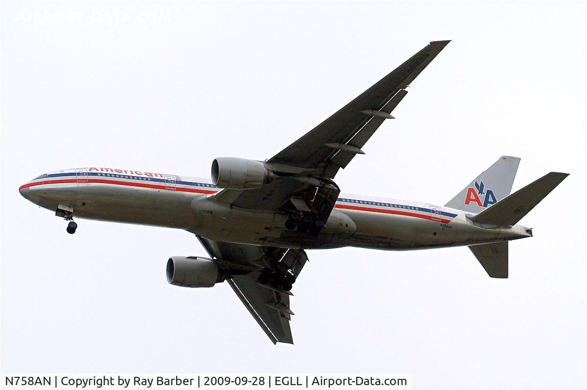 N758AN, 2001 Boeing 777-223 C/N 32637, Boeing 777-223ER [32637] (American Airlines) Home~G 28/09/2009. On approach 27R