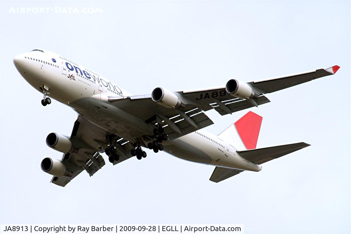 JA8913, 1998 Boeing 747-446 C/N 26359, Boeing 747-446 [26359] (Japan Airlines) Home~G 28/09/2009 On approach 27R.