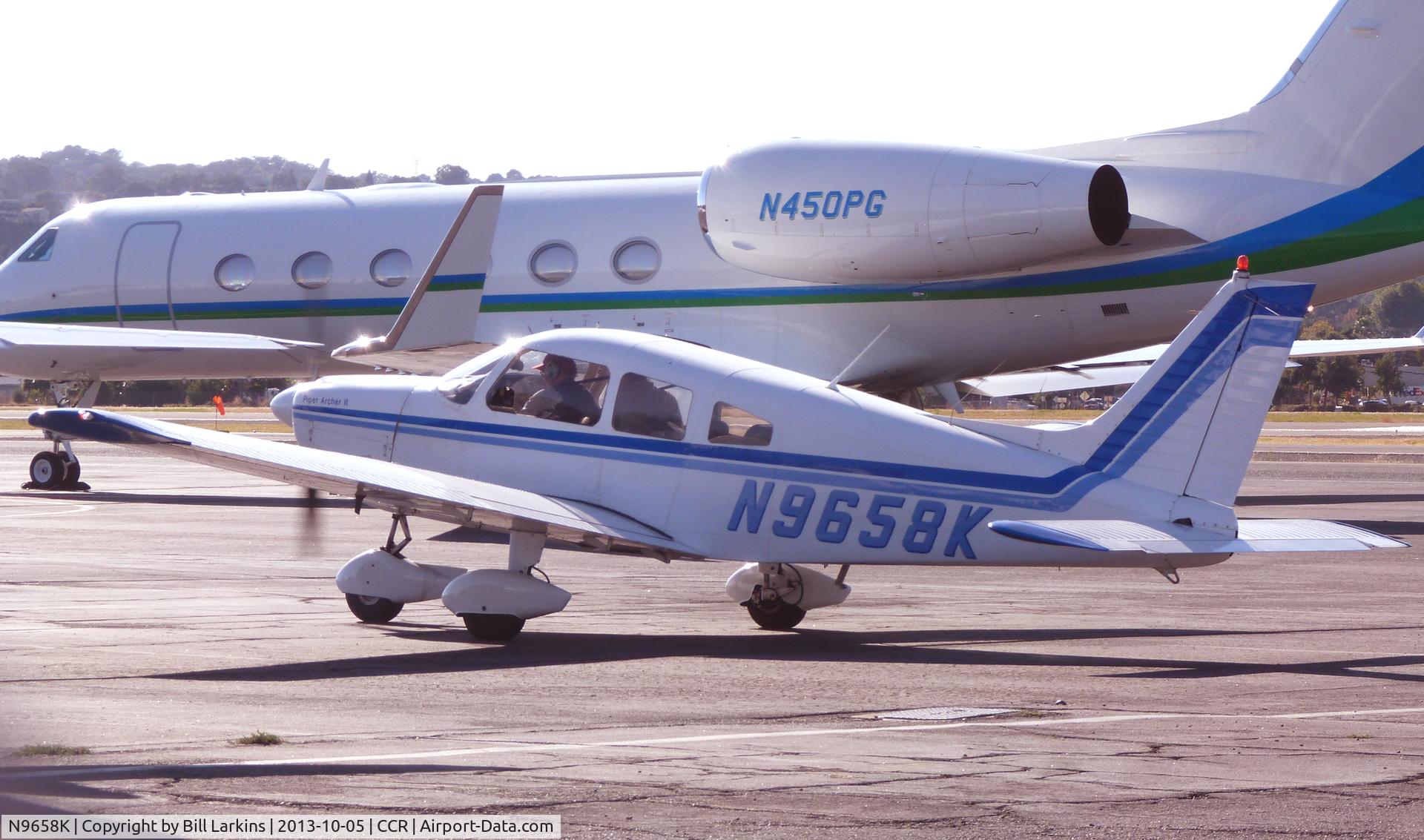 N9658K, 1976 Piper PA-28-181 C/N 28-7690271, Visitor leaving Buchanan Field.