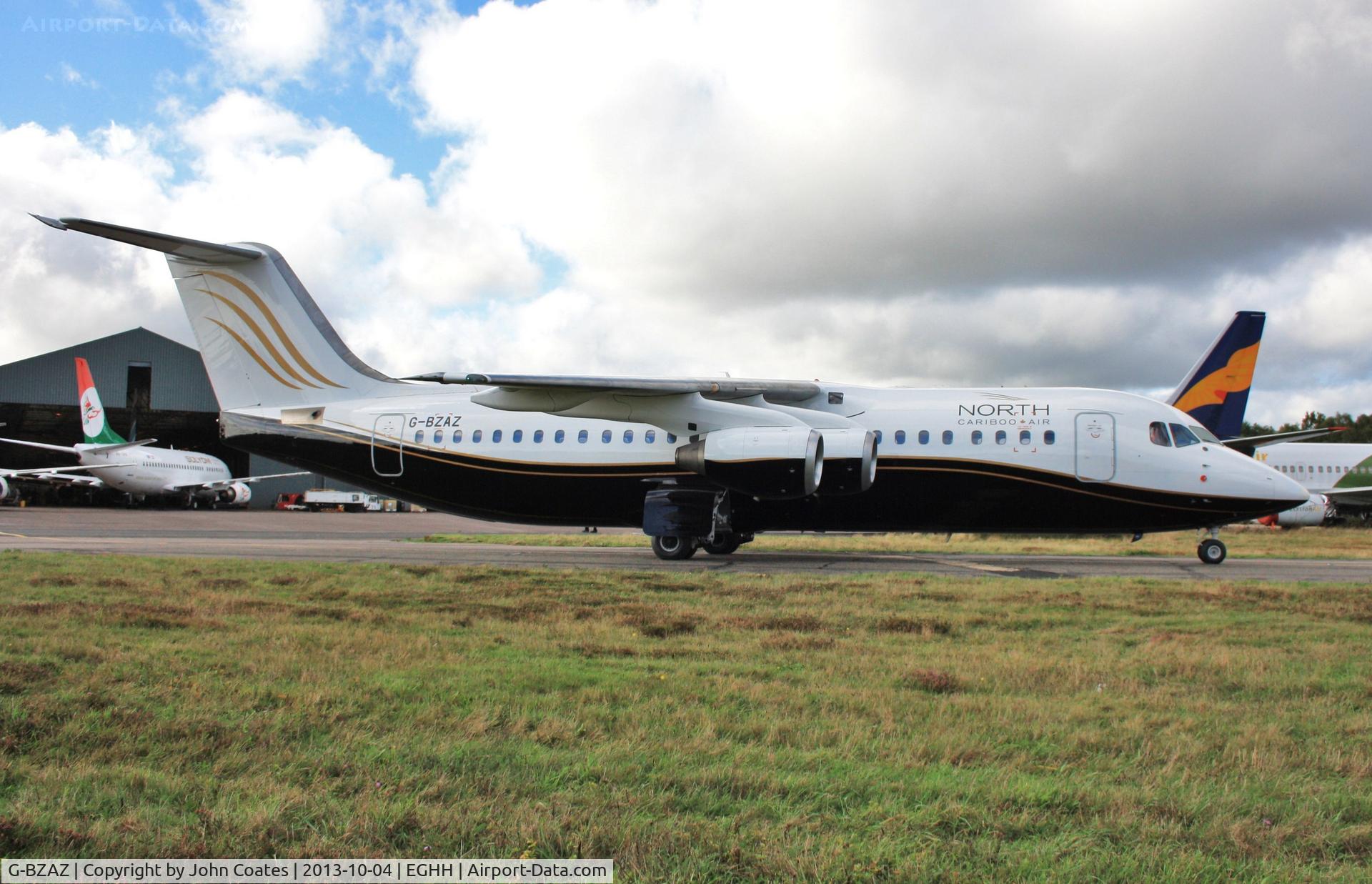 G-BZAZ, 2000 British Aerospace Avro 146-RJ100 C/N E3369, Taxies to depart back to Kemble after respray into North Cariboo Air colours