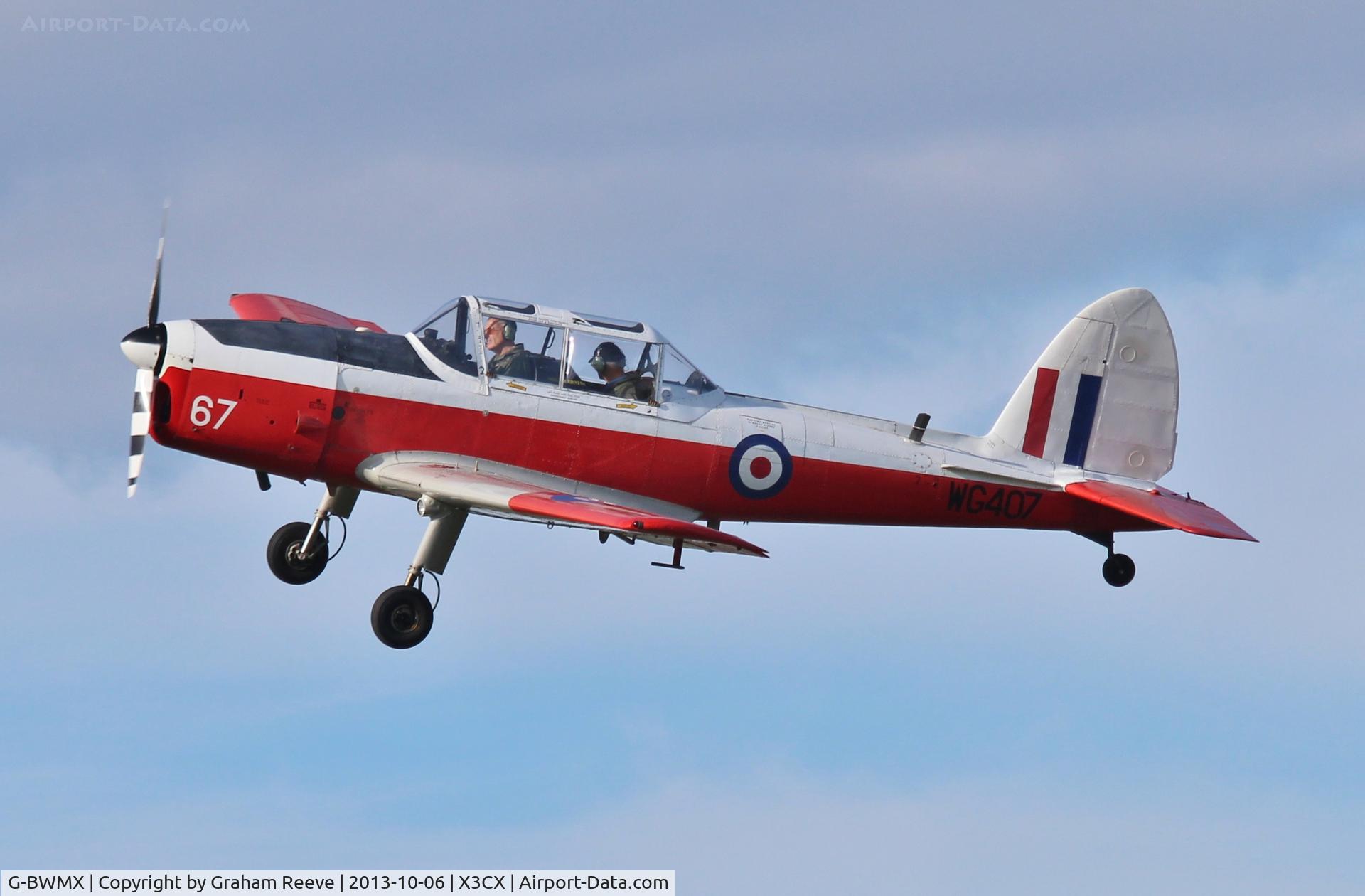 G-BWMX, 1951 De Havilland DHC-1 Chipmunk T.10 C/N C1/0481, Departing from Northrepps.