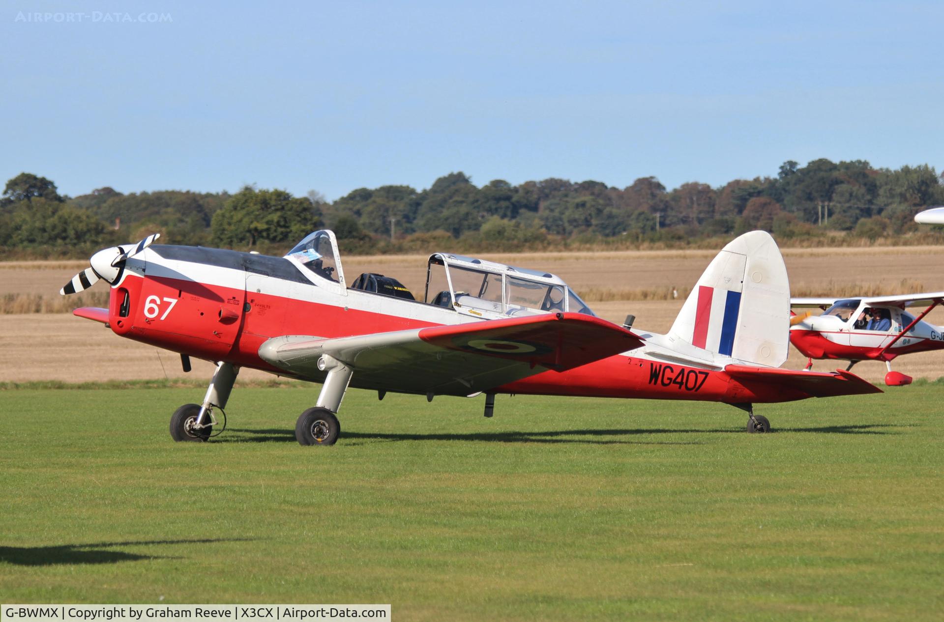 G-BWMX, 1951 De Havilland DHC-1 Chipmunk T.10 C/N C1/0481, Parked at Northrepps.