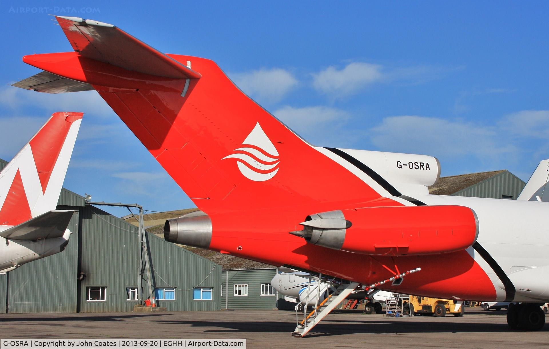 G-OSRA, 1984 Boeing 727-2S2F C/N 22938, Tail detail...parked at European Avtn.