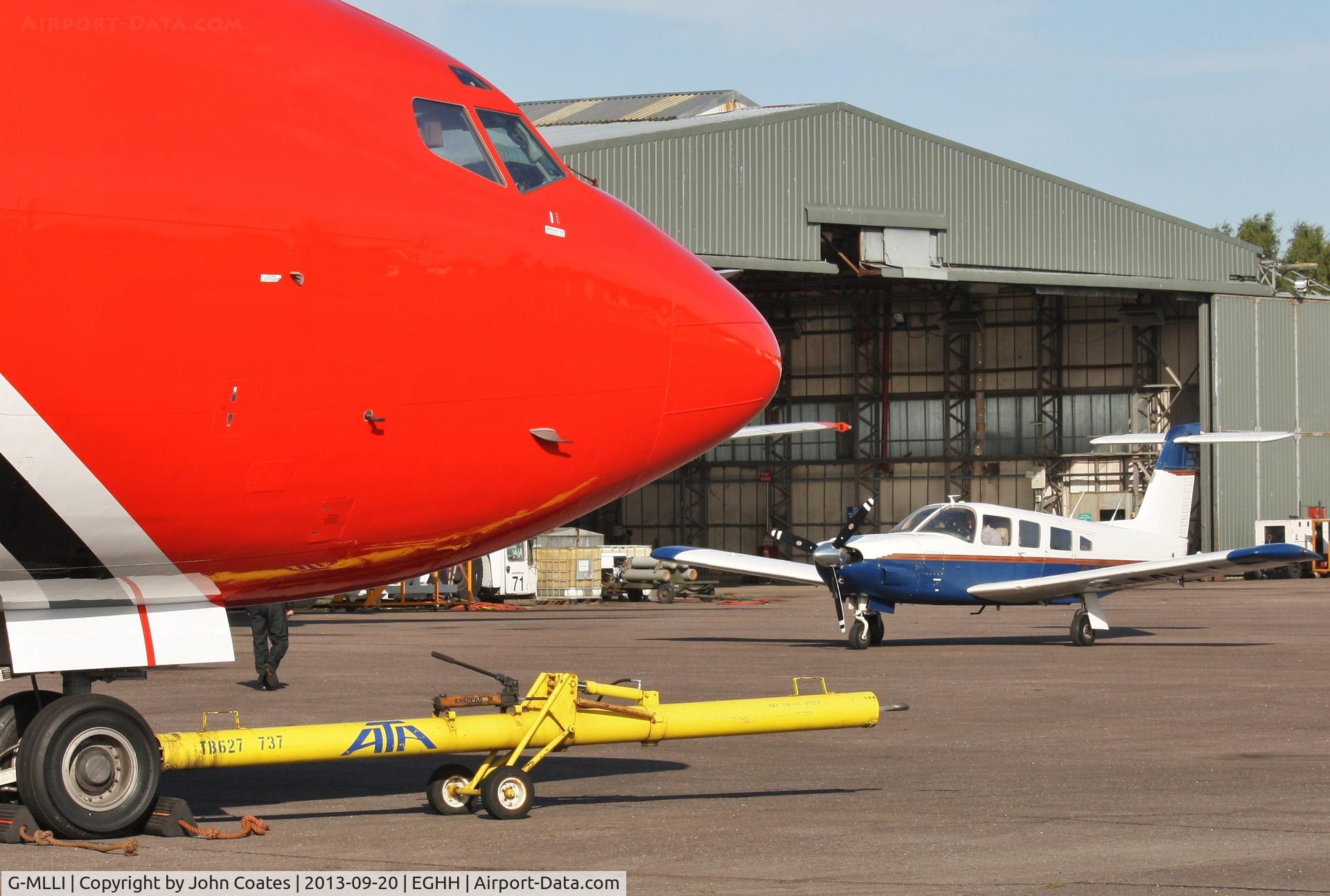 G-MLLI, 1978 Piper PA-32RT-300 Lance II C/N 32R-7885098, OSRA crew ferry with big brother.