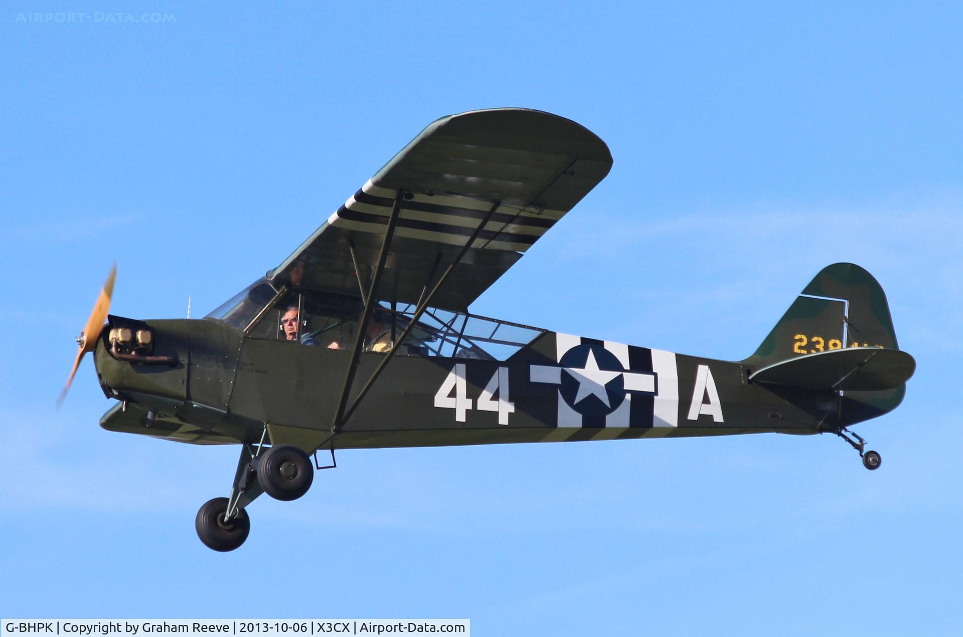G-BHPK, 1943 Piper L-4H Grasshopper (J3C-65D) C/N 12161, Just airbourne.