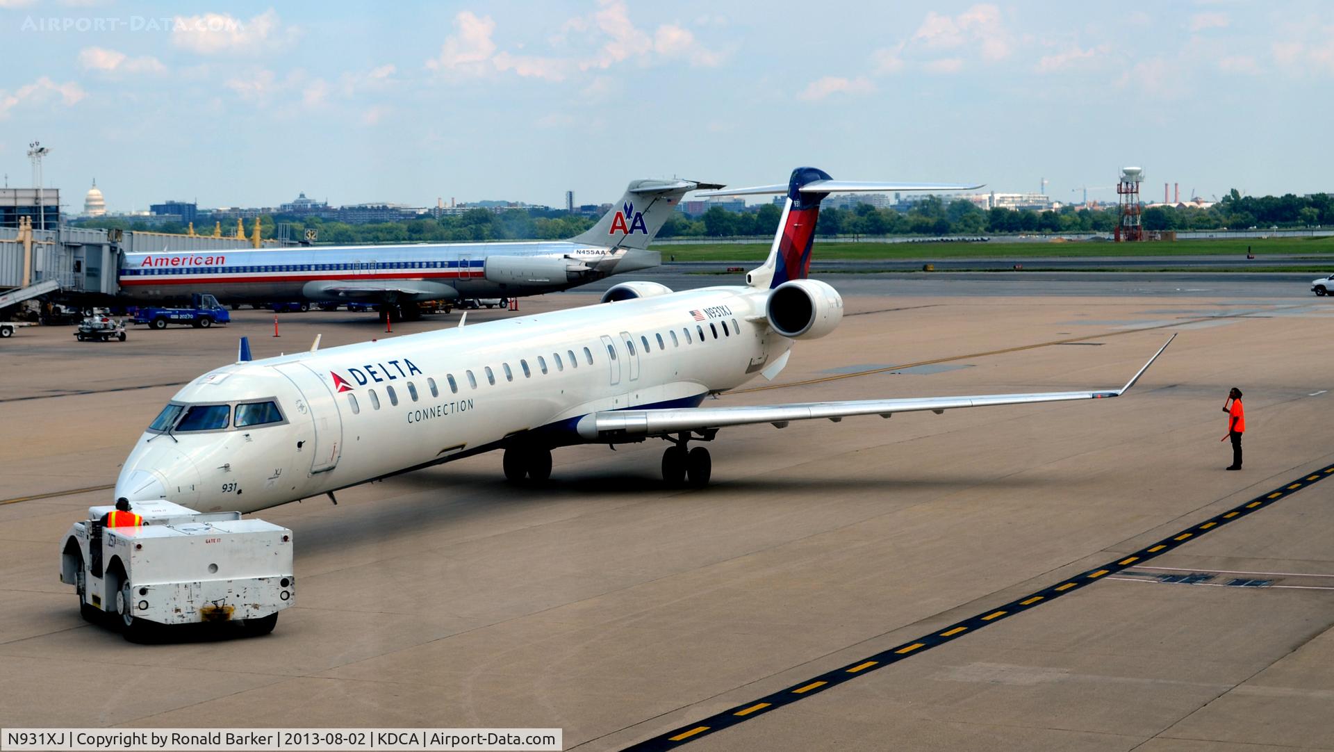 N931XJ, 2008 Bombardier CRJ-900ER (CL-600-2D24) C/N 15193, Pushback National