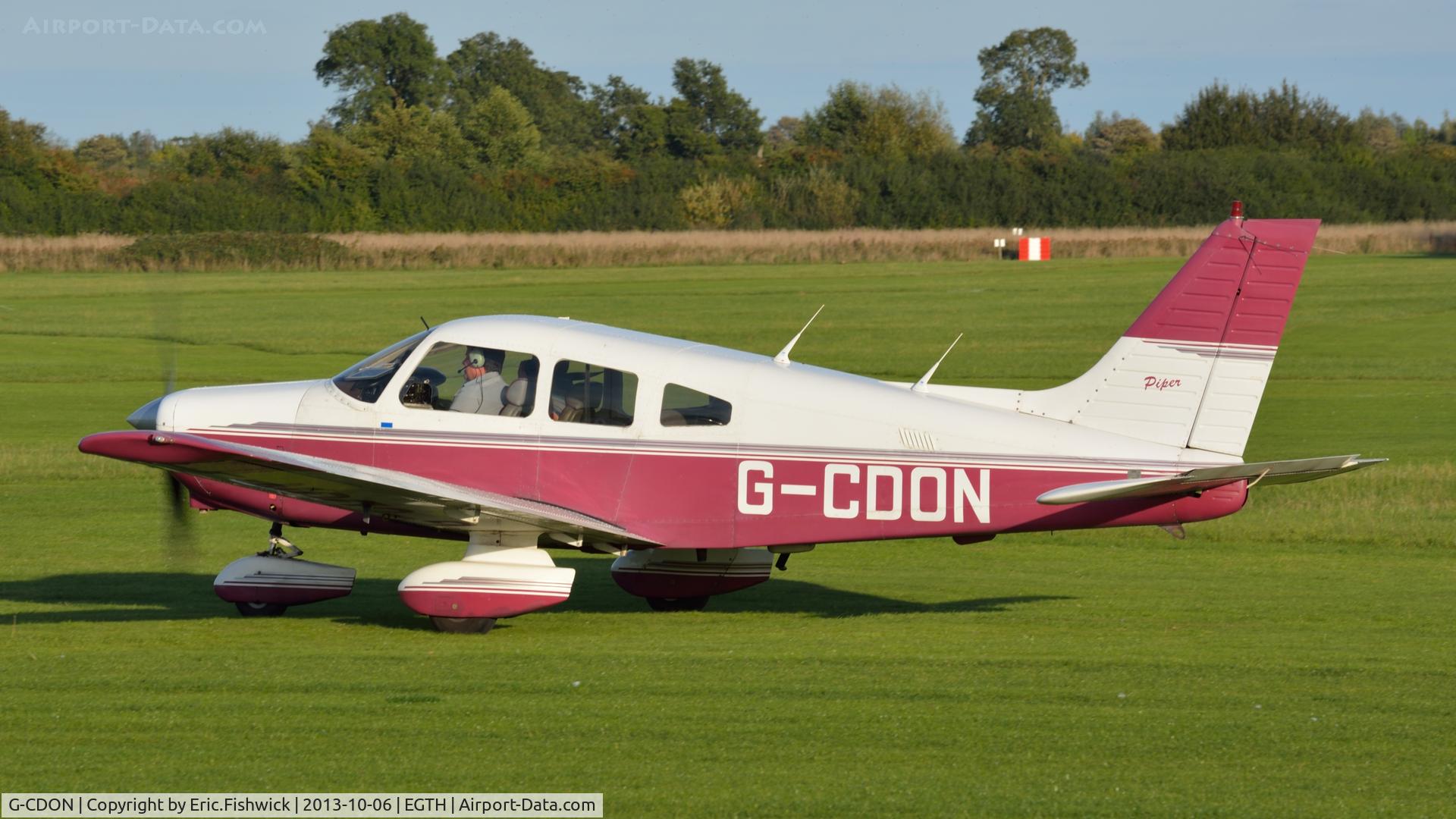 G-CDON, 1982 Piper PA-28-161 Cherokee Warrior II C/N 28-8216185, 1. G-CDON preparing to depart The Shuttleworth Collection October Flying Day - (The final Flying Day of their 50th Anniversary Season.)