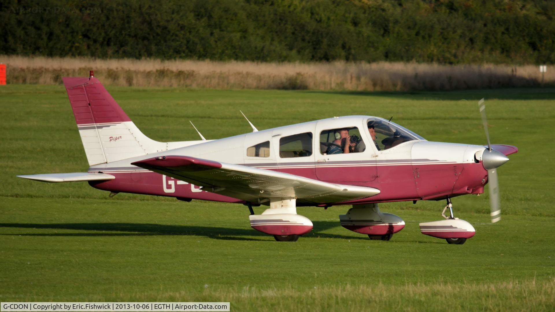 G-CDON, 1982 Piper PA-28-161 Cherokee Warrior II C/N 28-8216185, 1. G-CDON departing The Shuttleworth Collection October Flying Day - (The final Flying Day of their 50th Anniversary Season.)