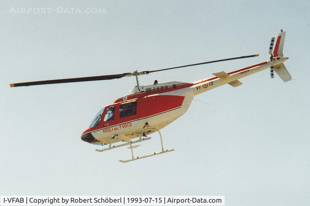 I-VFAB, Agusta AB-206B-3 JetRanger III C/N 8651, On a mission over the beach in Porto Santa Margherita, Caorle, Venezia, Italy in July 1993