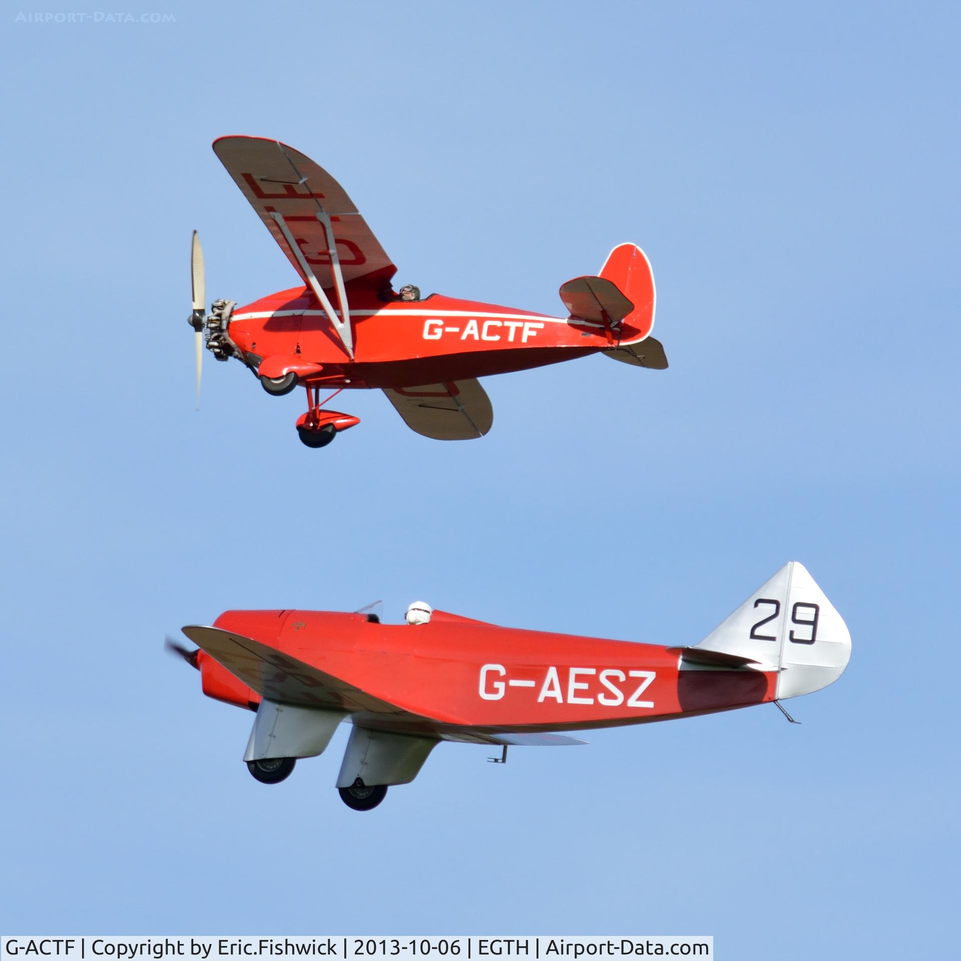 G-ACTF, 1932 Comper CLA-7 Swift C/N S32/9, 45. A pair of vintage air racers at The Shuttleworth Collection October Flying Day - (The final Flying Day of their 50th Anniversary Season.)