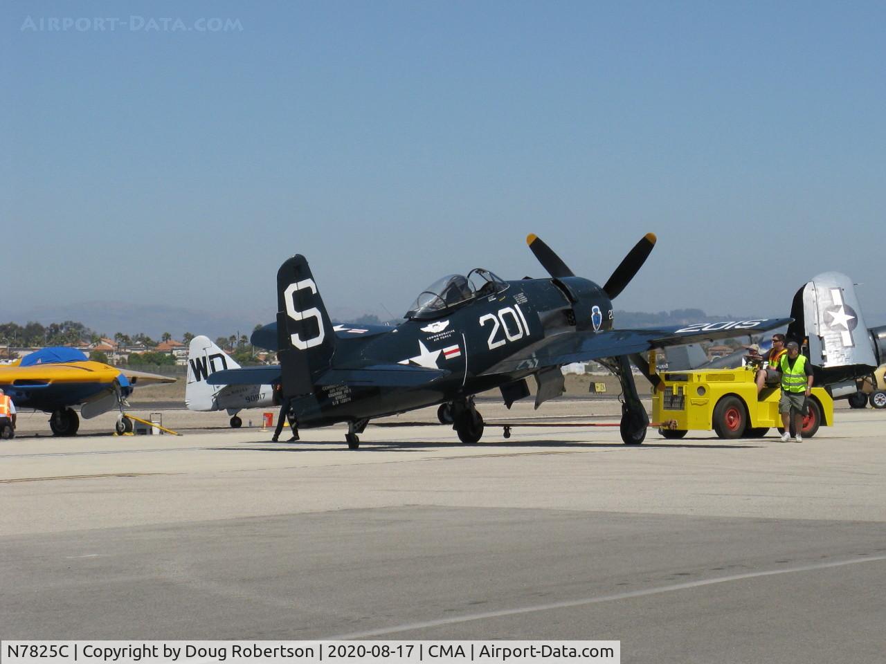 N7825C, 1948 Grumman F8F-2 (G58) Bearcat C/N D.1227, 1949 Grumman F8F-2 BEARCAT, P&W R-2800-34W 2,100 Hp, spotting on flight line