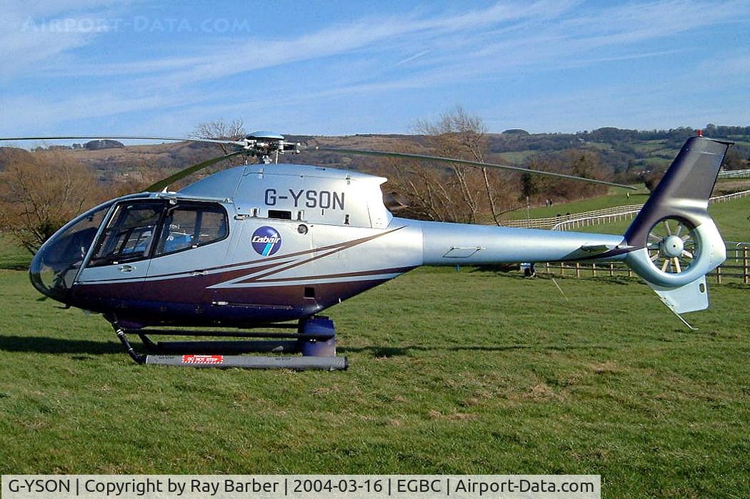 G-YSON, 1999 Eurocopter EC-120B Colibri C/N 1068, Eurocopter EC.120B Colibri [1068] (Cabair) Cheltenham Racecourse~G 16/03/2004
