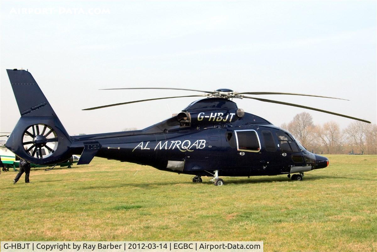 G-HBJT, 2008 Eurocopter EC-155B-1 C/N 6807, Eurocopter EC.155B1 Dauphin [6807] (Starspeed) Cheltenham Racecourse~G 14/03/2012. Now with silver surround on rear fuselage window.