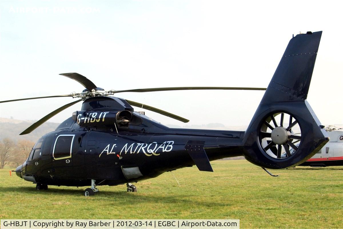 G-HBJT, 2008 Eurocopter EC-155B-1 C/N 6807, Eurocopter EC.155B1 Dauphin [6807] (Starspeed) Cheltenham Racecourse~G 14/03/2012. Now with silver surround on rear fuselage window.