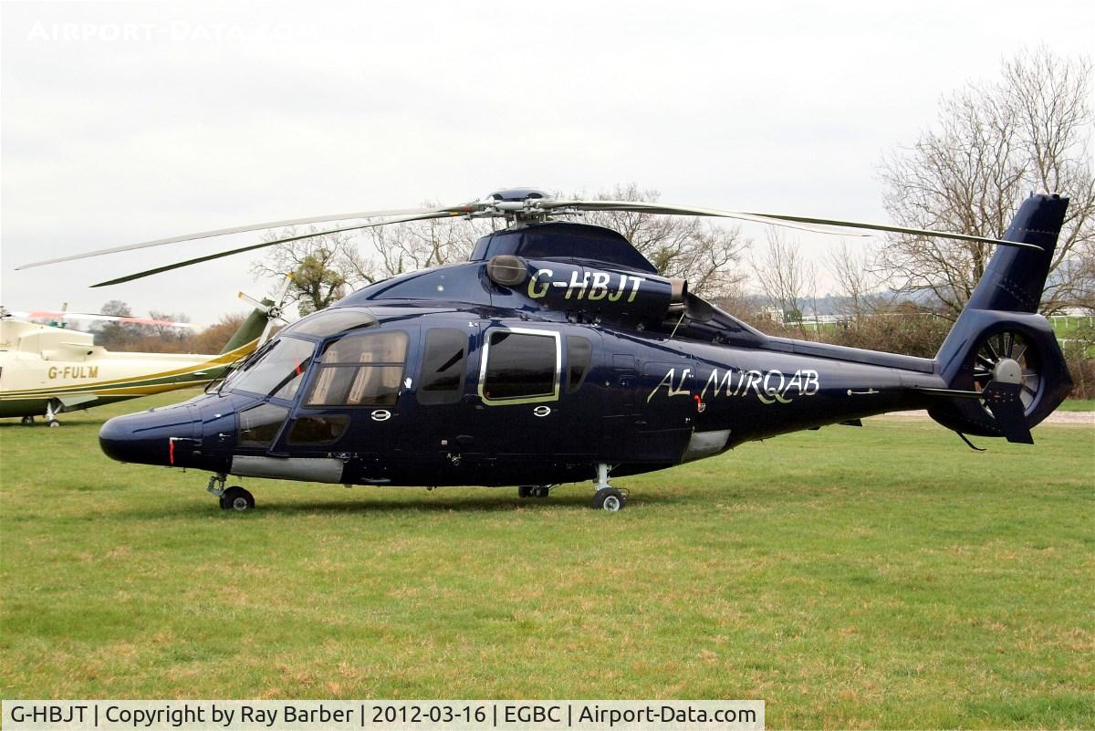 G-HBJT, 2008 Eurocopter EC-155B-1 C/N 6807, Eurocopter EC.155B1 Dauphin [6807] (Starspeed) Cheltenham Racecourse~G 16/03/2012. Now with silver surround on rear fuselage window.