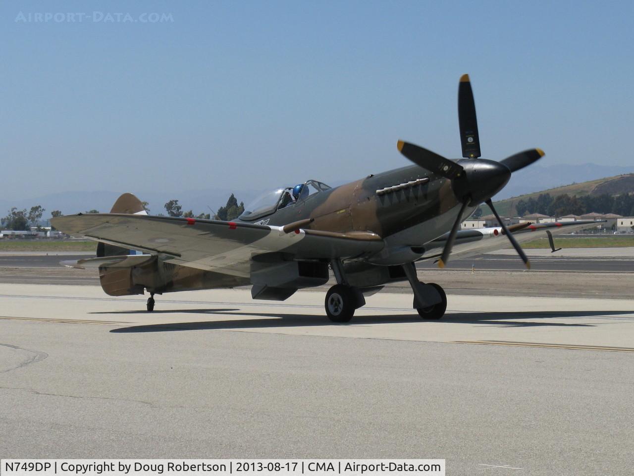 N749DP, 1945 Supermarine Spitfire XIV C/N 6S/583887, 1983 Vickers/Supermarine SPITFIRE Mk XIV, Rolls Royce Griffon 65 V-12 2.050 Hp, ex David price rebuild by CAF, taxi with impressive appearance