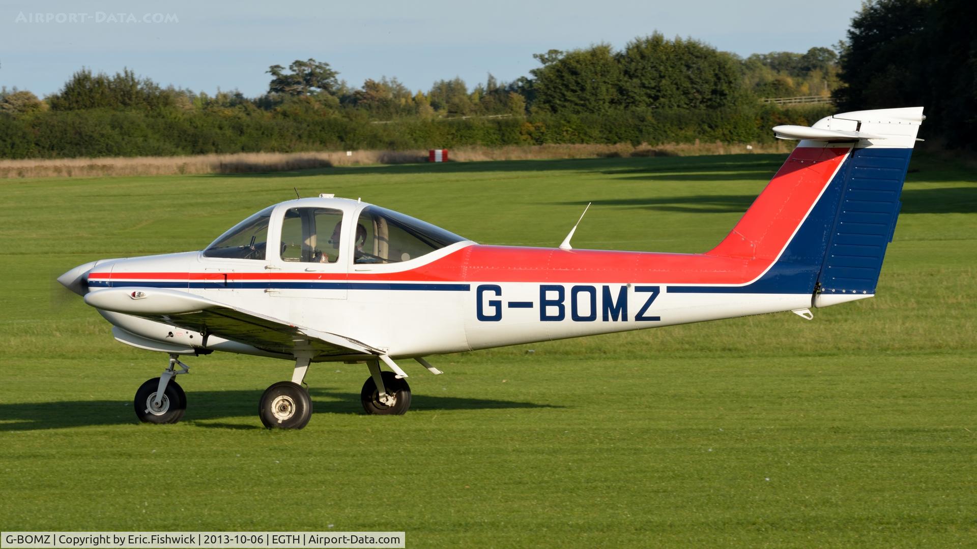 G-BOMZ, 1978 Piper PA-38-112 Tomahawk Tomahawk C/N 38-78A0635, 1. G-BOMZ preparing to depart The Shuttleworth Collection October Flying Day, 2013.