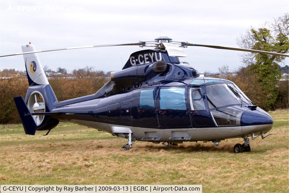 G-CEYU, 1988 Aerospatiale SA-365N-1 Dauphin 2 C/N 6298, Aerospatiale AS.365N1 Dauphin [6298] (Multiflight) Cheltenham Race Course~G 13/03/2009. Earlier scheme.