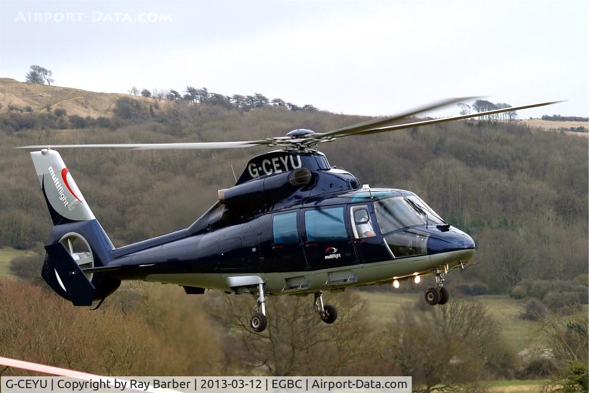 G-CEYU, 1988 Aerospatiale SA-365N-1 Dauphin 2 C/N 6298, Aerospatiale AS.365N1 Dauphin [6298] (Multiflight) Cheltenham Race Course~G 12/03/2013