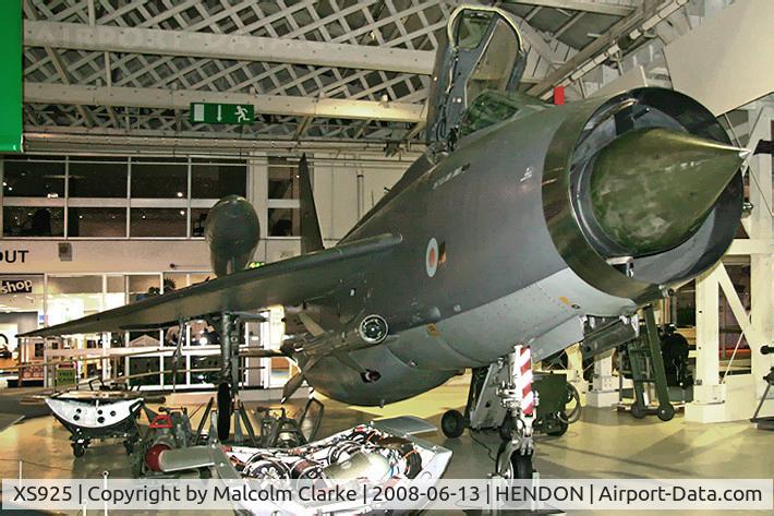 XS925, 1967 English Electric Lightning F.6 C/N 95258, English Electric Lightning F6 at The RAF Museum, Hendon in June 2008.