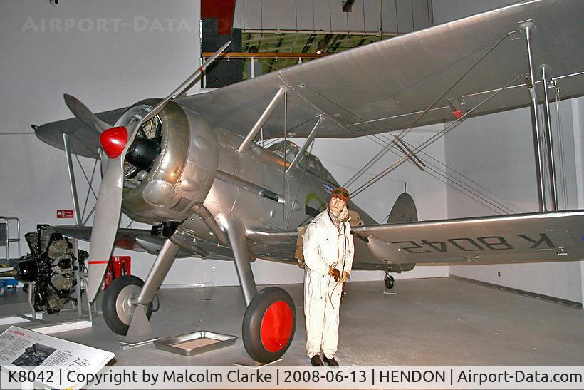 K8042, Gloster Gladiator Mk1 C/N Not found K8042, Gloster Gladiator II at The RAF Museum, Hendon, June 2008.