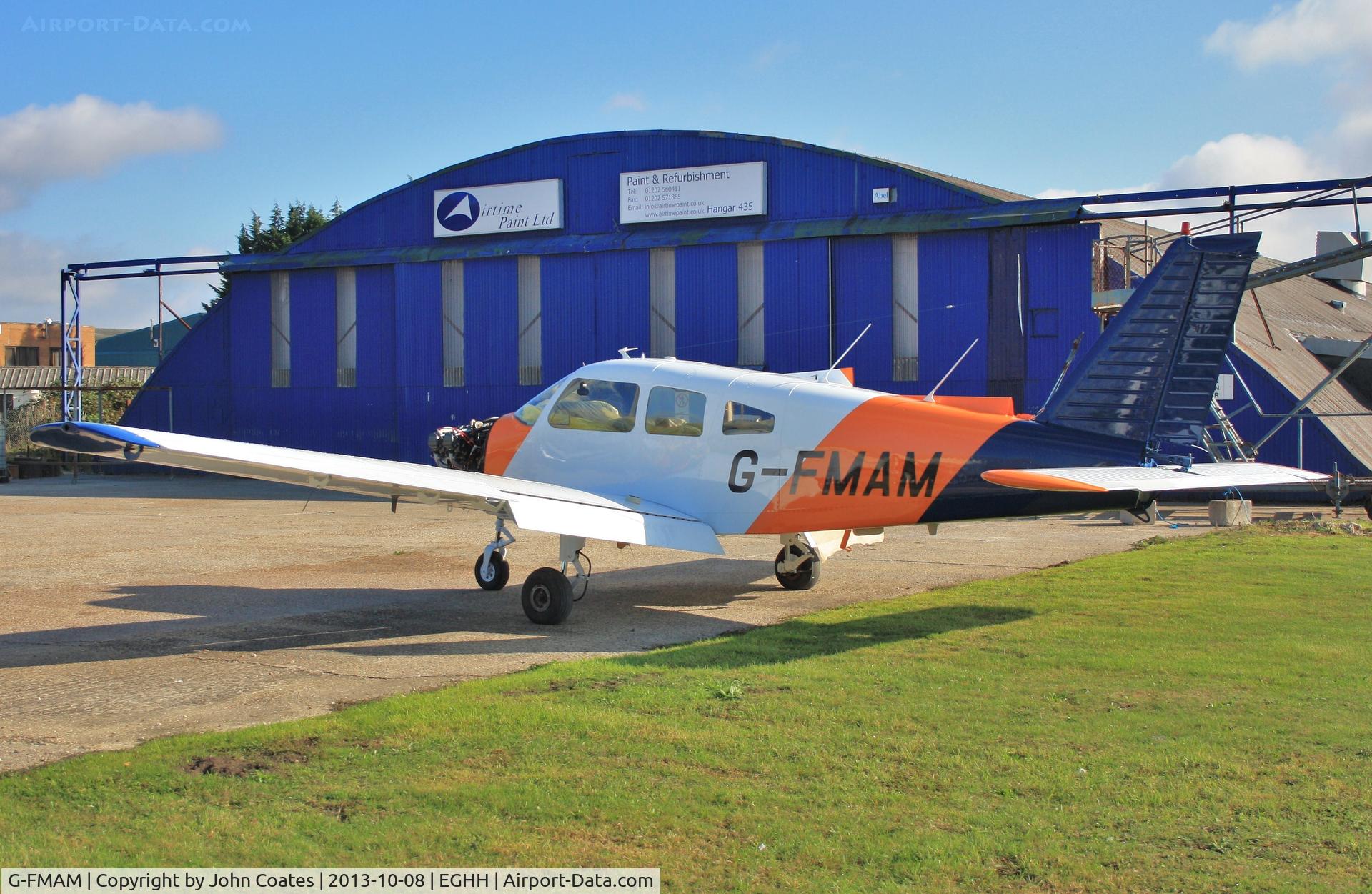 G-FMAM, 1973 Piper PA-28-151 Cherokee Warrior C/N 28-7415056, Outside the paintshop after respray